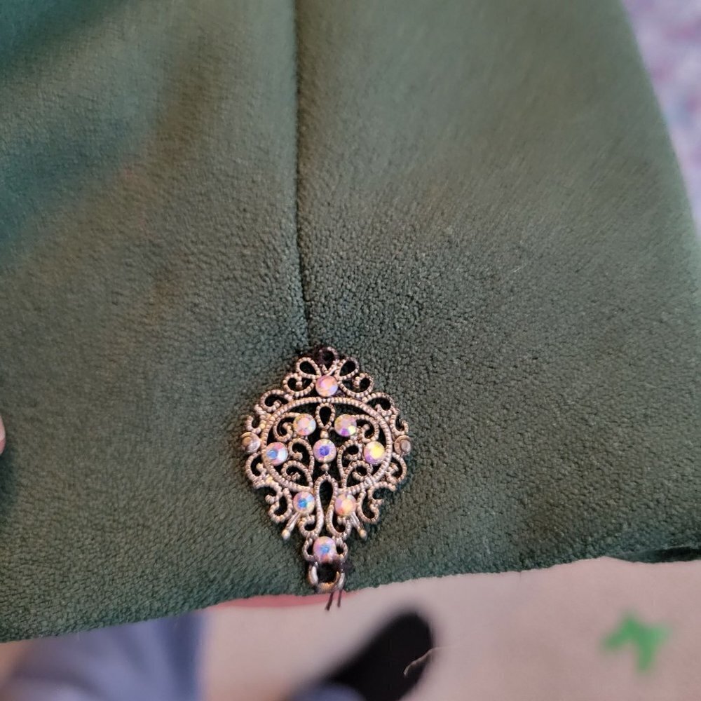 Vtg Beautiful Green Blazer With Detailed Buttons And Velour - Picture 11 of 11